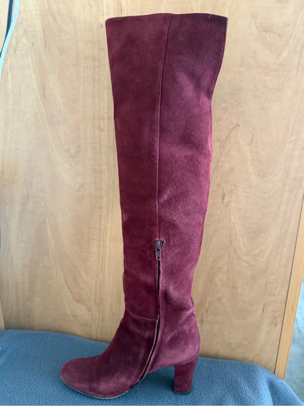 Halogen Over-the-Knee Suede Boots in Burgundy